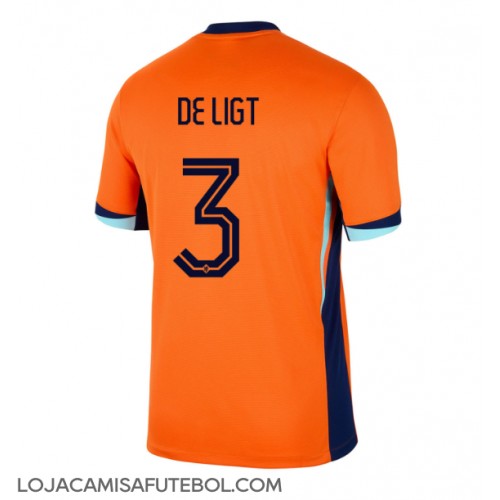 Camisa de Futebol Holanda Matthijs de Ligt #3 Equipamento Principal Europeu 2024 Manga Curta